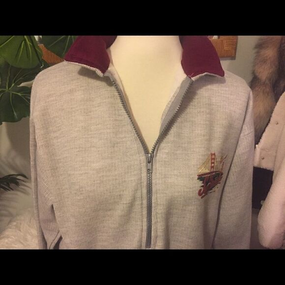 San Francisco Gray W/ Maroon Pullover Half Zip Sweatshirt Unisex Size Medium - Picture 6 of 8